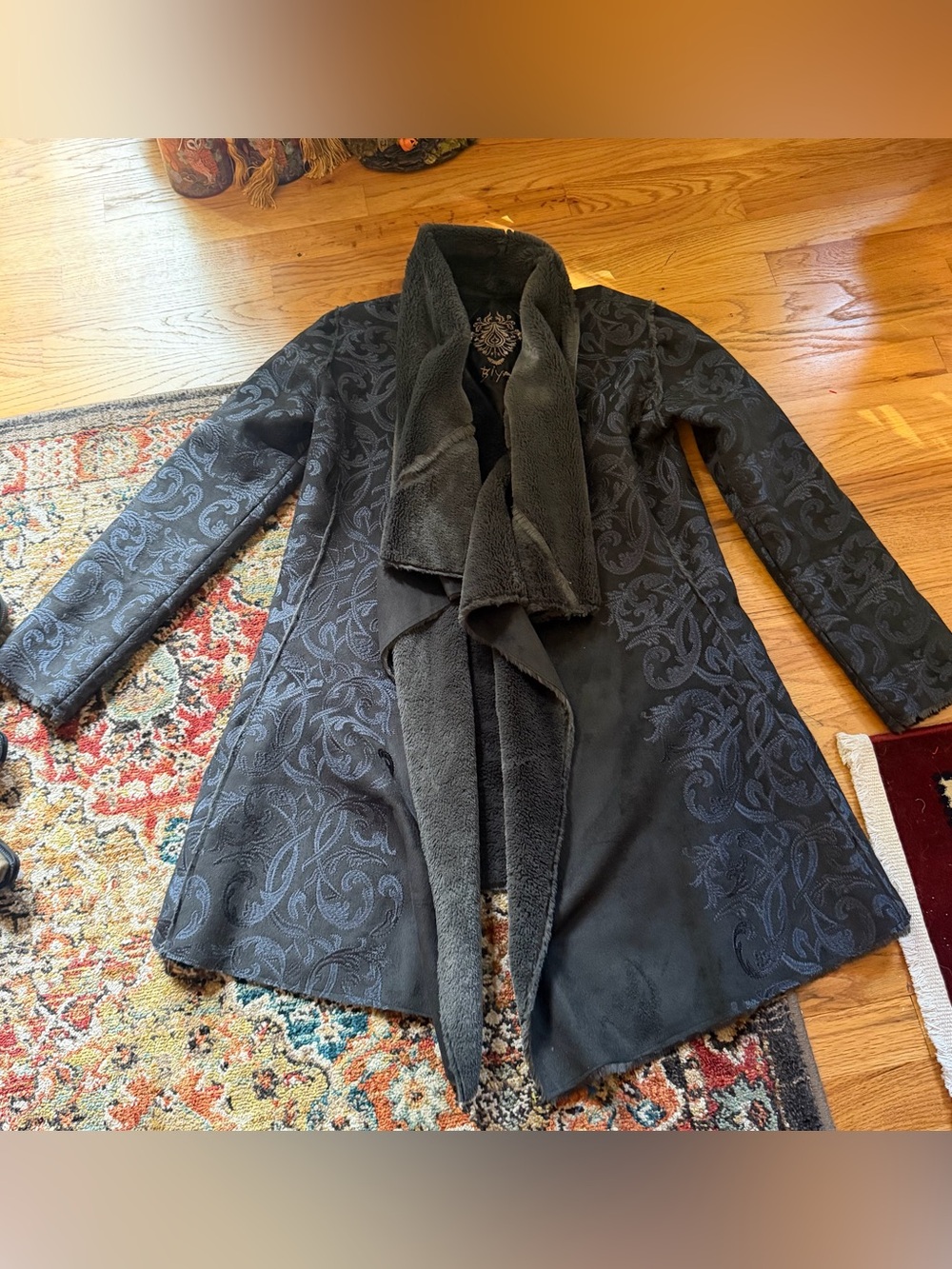 Johnny Was BIYA embroidered grey coat